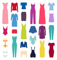 set of woman clothes icons vector image