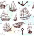 ships and boats sketch seamless pattern vector image vector image