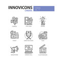 cinema - set of modern thin line design icons vector image