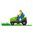 lawn mower for mow of grass man on lawnmower vector image