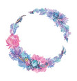floral wreath in indigo and pink vector image