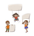 kids with advertising banners vector image