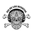 mexican sugar skull with headphones vector image vector image