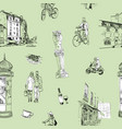 seamless pattern landmarks and cafes france vector image vector image