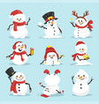cute christmas snowmen flat vector image
