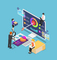 isometric business people analyzing business vector image vector image