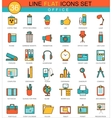 office flat line icon set modern elegant vector image vector image