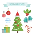 set of christmas icons flat elements vector image