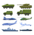 military transport set flat vector image