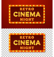 realistic glowing retro cinema night signs vector image