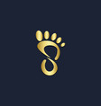 foot step human gold logo vector image