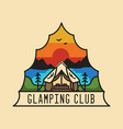 vintage glamping club logo glamp adventure emblem vector image vector image