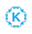 vintage old style logo icon monogram letter k logo vector image vector image