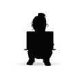 child with a laptop on her lap silhouette vector image vector image