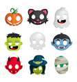 halloween monster head icons vector image