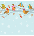 winter background with funny birds vector image vector image