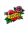 a tattoo with inscription mom heart vector image