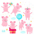 funny pigs having fun cute piglets celebrate vector image