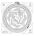 taurus zodiacal coloring book with calendar 2020 vector image