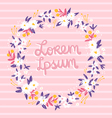 romantic floral frame on a pink stripped vector image vector image