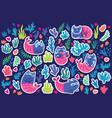cat mermaids seaweeds and corals sticker set vector image