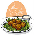 falafel with lettuce and sauce vector image vector image