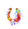 horseshoe made colorful grunge splashes vector image vector image