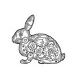 mechanical hare rabbit animal sketch engraving vector image