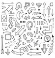 set hand-drawn arrows for mind maps schemes vector image