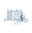 bike ride young woman riding bicycle web banner vector image