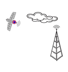 Wireless tower tv radio communication satellite Vector Image