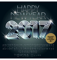 silver futuristic happy new year greeting card vector image