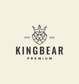 line bear with crown minimal hipster logo design vector image
