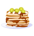 sweet pancakes stack with kiwi slice cream vector image vector image