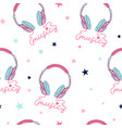 hand drawing print design headphone and slogan vector image vector image