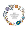 hand drawn space elements in circle form vector image