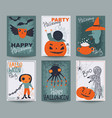 set six halloween posters or greeting card vector image
