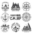set summer camp and sailing badges vector image