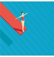 swimming pool with a diving board girl jumping vector image vector image