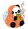 panda in a cozy blanket with tea vector image