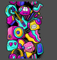 seamless pattern with cartoon musical items vector image
