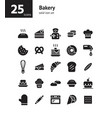 bakery solid icon set vector image