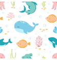 seamless marine pattern with sea animals flat vector image vector image