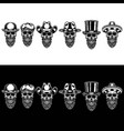 set skull beard in hat vector image vector image