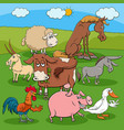 cartoon funny farm animal characters group vector image vector image