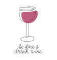 continuous one line drawing wine glass vector image