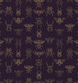 gold and purple insects seamless pattern vector image