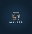 lioness face in a circle frame abstract vector image