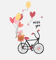 love card flat design hand drawn bicycle vector image