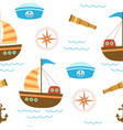 seamless pattern with cartoon spyglass vector image vector image